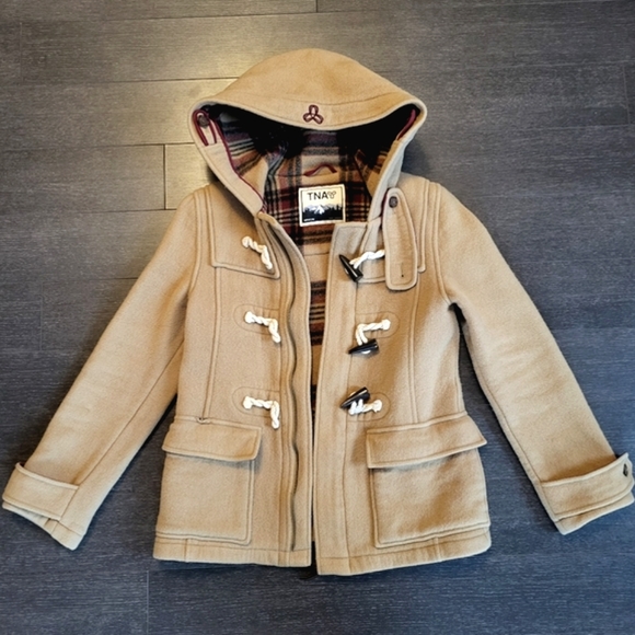 Aritzia TNA Wool Zipped Button Pea Duffle Coat Camel M - Picture 1 of 14